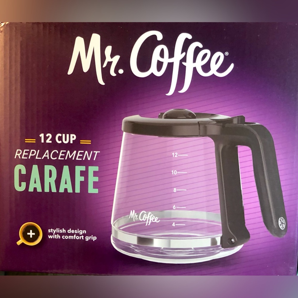 Brand new in sealed box. Mr. Coffee 12 cup replacement carafe.